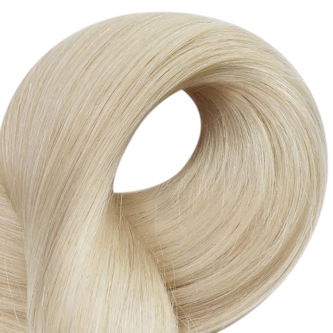 Full Shine Double Sided Tape in Hair Extensions Color 60 Blonde Skin Weft 16 Inch Invisible Hair Extensions Human Hair Tape ins 20 Pcs Seamless Add Volume Remy Pu Glue on Hair 50G