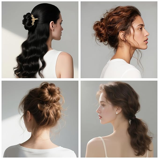 70 * 5"Updo Hair Hair Bumps, Volume Insert Kit Accessories with 20 Bobby Pins, 20 U-Shape Pins, 2 Duckbill Clips, 3 Hair Ties Ponytail Volumizer For Bun, Wedding, Party (Brown)