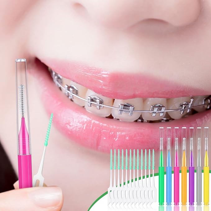 Zopeal 250 Pcs Interdental Brush for Braces Disposable Braces Flossers Dental Picks Floss Toothpick Dental Teeth Flossing Head Oral Hygiene Flosser Toothpick Soft Cleaning Tool (Lovely Color)