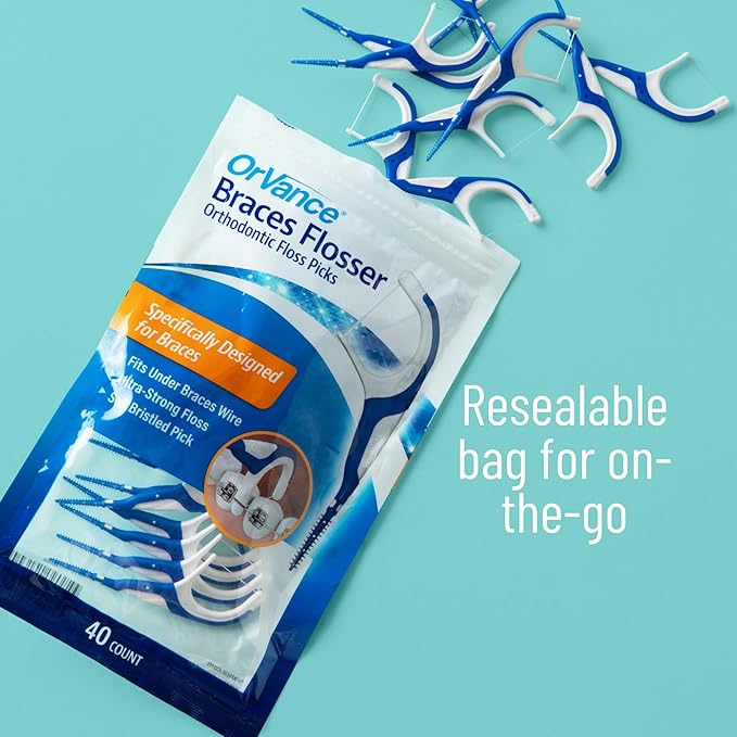 OrVance Braces Flosser - Designed for Braces for an Easy & Effective Clean, Ultra Strong Floss - 40 Count (Pack of 1)