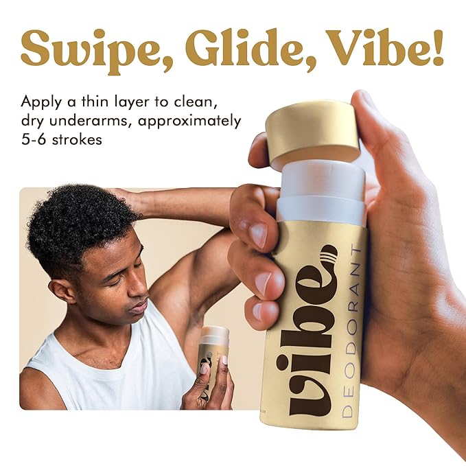 Vibe Aluminum Free Natural Deodorant for Women and Men - Long Lasting Odor Control with Organic Coconut Oil and Beeswax for Sensitive Skin, No Baking Soda or Parabens, Plastic Free (Lavender)