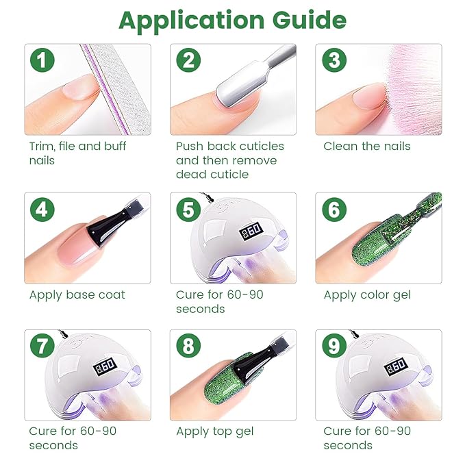 RARJSM Chameleon Gel Nail Polish Green to Purple Multichrome Big Flakes Color Changing Glitter Chrome GelPolish Curing Requires Sparkle Shimmer Nail Gel Varnish Soak Off DIY at Home Salon 15ml