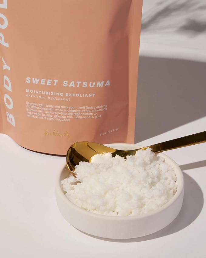 Bonblissity Body Polish, 8oz. - Sweet Satsuma Scented Body Scrub Exfoliator for Women, Exfoliating Sugar Scrub To Lotion Moisturizer, Gentle Exfoliant for Dry and Sensitive Skin, Handmade in USA
