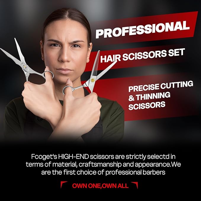 Hair Scissors Professional Hair Cutting Shears Right Hand - 6.8" Barber HIGH-END Extremely Sharp Haircut Scissors Professional Hairdressing Shears 440C Stainless Steel for Salon Home Stylists Silver