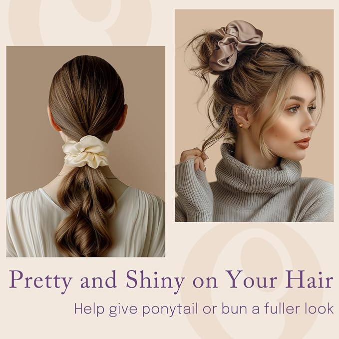 OLESILK Silk Scrunchies Oversized 100% Mulberry: Large for Long Thick Hair, Soft and Smooth for No Damage Hair Care Sleeping, Vintage Fashion