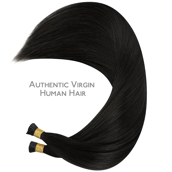 WENNALIFE I Tip Hair Extensions Real Human Hair, 100g 200s 16 Inch Natural Black Remy Itip Human Hair Extensions Invisible Itips Straight