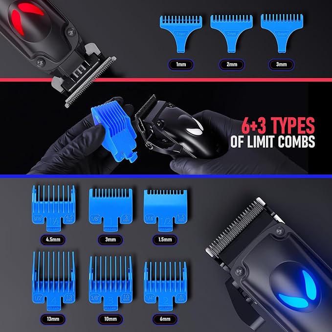 SUPRENT Hair Clippers for Men Professional – 7500 RPM Cordless Hair Cutting Kit, Electric Clippers and Trimmer Combo Set, Rechargeable Haircut Kit for Barber & Home Use(Silver)