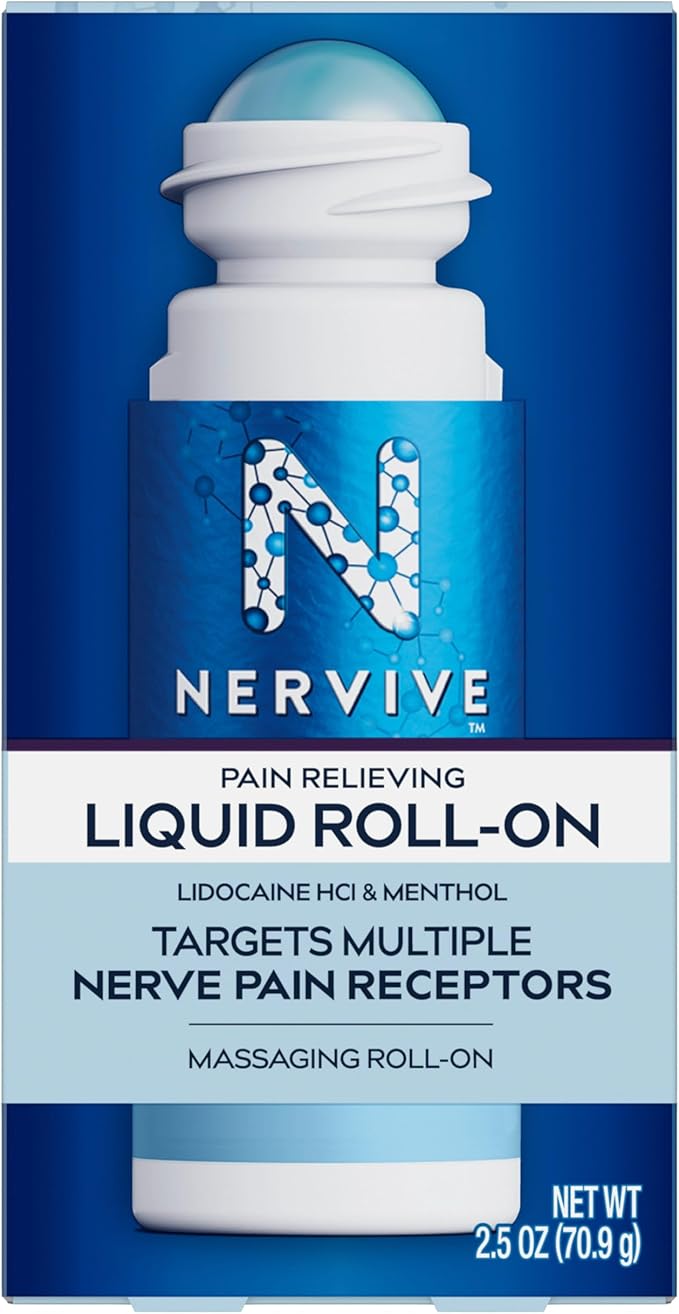 Nervive Pain Relieving Roll On, Lidocaine Roll On, Nervive Pain Relief, Lidocaine Topical, Foot Pain, Leg Pain, Hand Pain, Max Strength Formula, 2.5oz