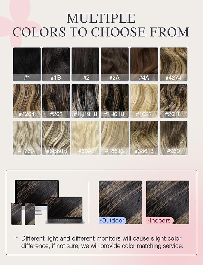 DOORES Invisi Edge Human Hair Extensions Tape in, Natural Black to Light Blonde 10 Injection Tape-ins with 10 Classic Tape-ins 50g 22 Inch, Injected Tape in Extensions Virgin Human Hair