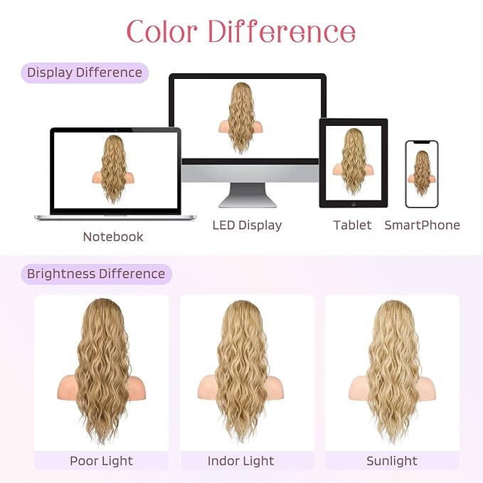HOOJIH Ponytail Extension, Drawstring Ponytail Hair Extensions 26 Inch Long Curly Wavy Ponytail Natural Wavy Synthetic Hairpiece for Women Daily Use - Golden Blonde