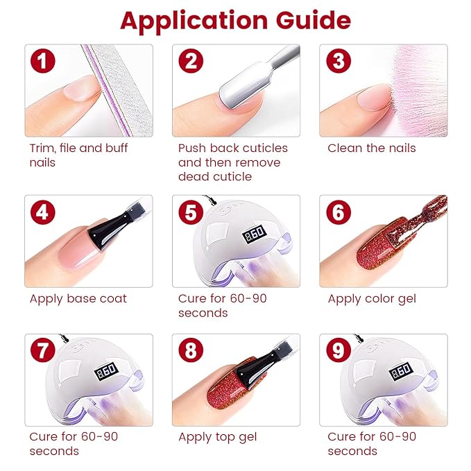 RARJSM Red Chameleon Gel Nail Polish Multichrome Big Flakes Color Changing Glitter Chrome GelPolish Curing Requires Sparkle Shimmer Nail Gel Varnish Soak Off DIY at Home Salon 15ml
