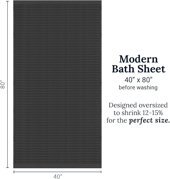 GILDEN TREE Waffle Bath Sheet Quick Dry Towel, Thin Luxury Bath Towels, Bath Sheets 40x80 Large Bath Towels, Modern Style (Faded Black)