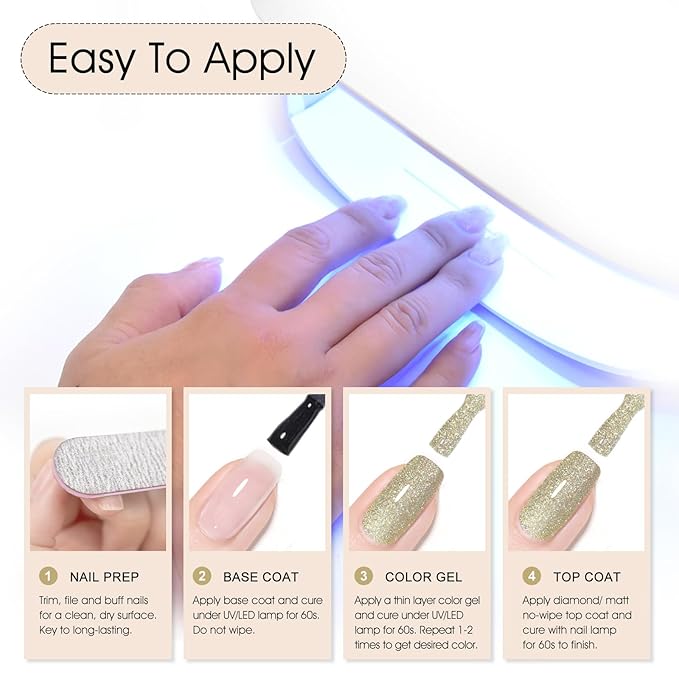 VENALISA Glitter Gel Nail Polish, 1 Pcs Gold Glitter Gel Polish Soak Off Hema-free UV Gel DIY at Home Manicure Salon Nail Art For Girls Women