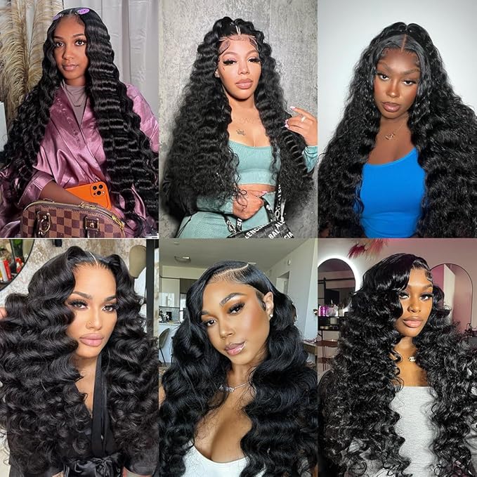 Loose Deep Wave Bundles Human Hair Loose Wave 3 Bundles Deep Curly Hair Bundles 24 26 28 Inches Brazilian Human Hair 16a Grade 100% Unprocessed Virgin Human Hair Bundles for Black Women
