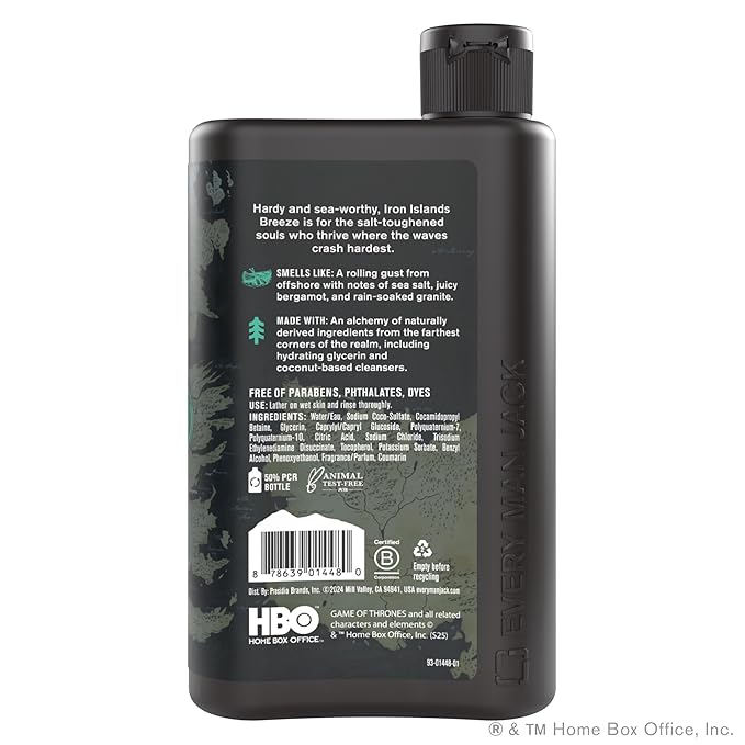 Every Man Jack Game of Thrones Collectors Body Wash - Iron Islands - Storm Wake Scent - 13.5 oz (Pack of 2)