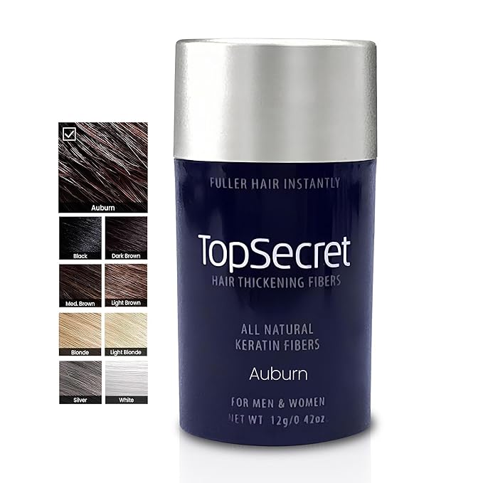 Top Secret Hair Thickening Building Fibers Refills - Undetectable & Natural Hair Filler - for Men & Women - Instantly Fill In Fine Thinning Hair - Weather & Sweat Resistant (Auburn, Regular)