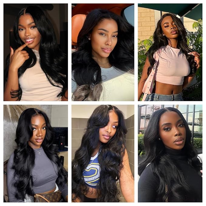 Body Wave Bundles Human Hair 16 16 16 3 Bundle Human Hair 100% Brazilian Hair Weave Bundles Deals Real Human Hair Extensions Natural Black Color