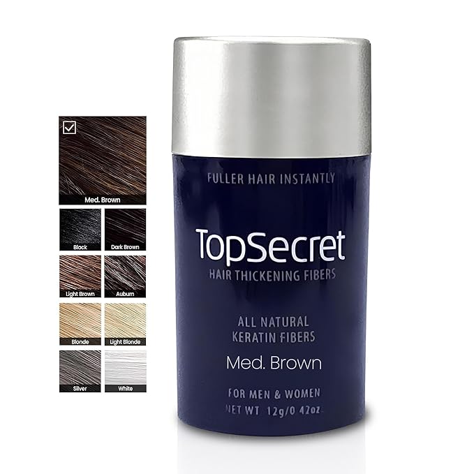 Top Secret Hair Thickening Building Fibers Refills - Undetectable & Natural Hair Filler - for Men & Women - Instantly Fill In Fine Thinning Hair - Weather & Sweat Resistant (Medium Brown, Regular)