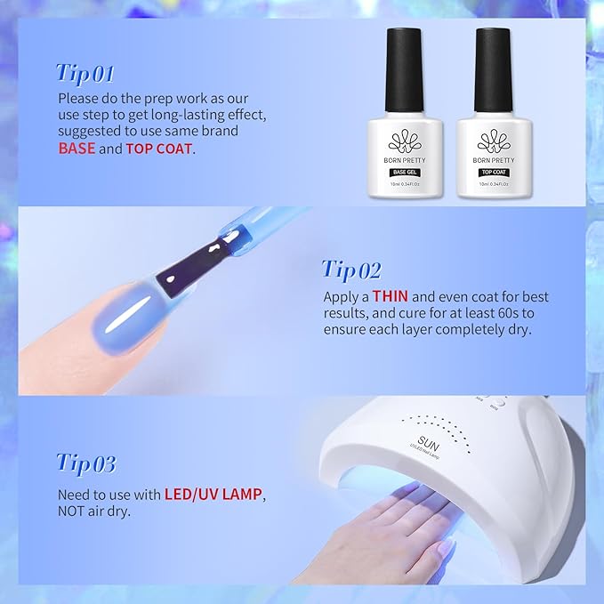 BORN PRETTY Ice Jelly Gel Nail Polish Halloween Jelly Deep Blue Gel Nail Polish Sheer Transparent Deep Blue Natural Translucent Soak Off Gel Polish Nail Art DIY 15ML
