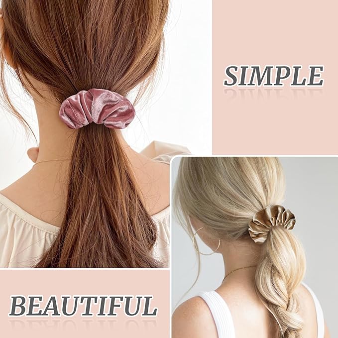 Velvet Scrunchies with Zippers Pocket, 8 Pcs Velvet Soft Hair Ties, Hidden Pocket Hair Scrunchies Accessories for Women Girls, Ponytail Holder Secret Compartment Items (Multicolor)