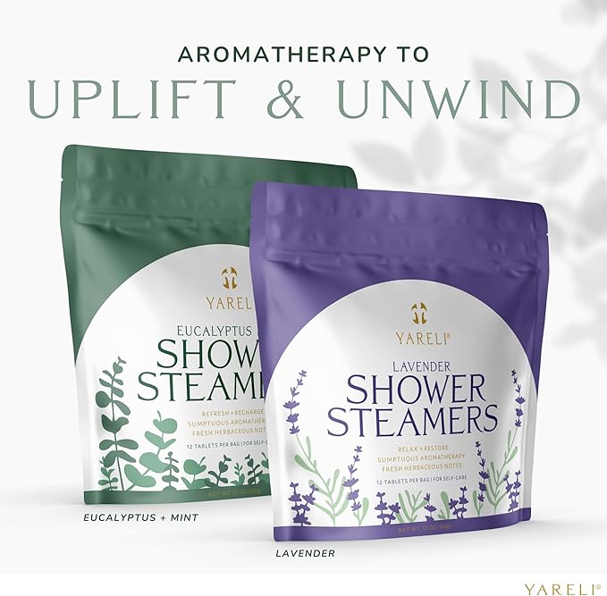 Yareli Shower Steamers for Sinus Relief, 12 Pack, Christmas Stocking Stuffers for Men & Women - Aromatherapy and Self Care - Eucalyptus Mint