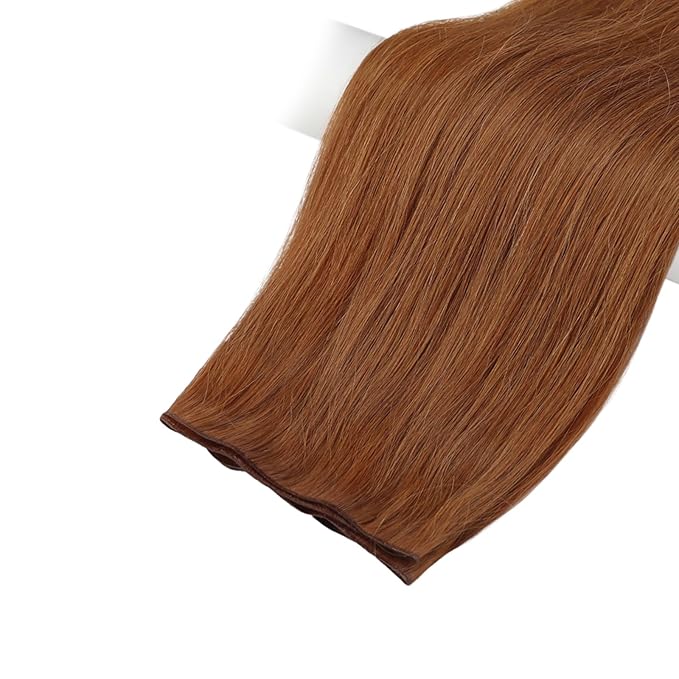 Fshine Genius Weft Human Hair Extensions Copper Genius Weft Auburn Sew in Extensions Real Human Bundle Remy 20 Inch 60g