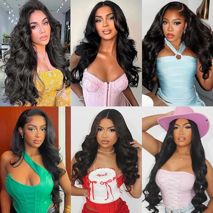 13x6 Body Wave HD Transparent Lace Frontal Wigs Human Hair 220 Density Body Wave Lace Front Wigs Human Hair Pre Plucked Glueless Human Hair Wig for Women 24 Inch