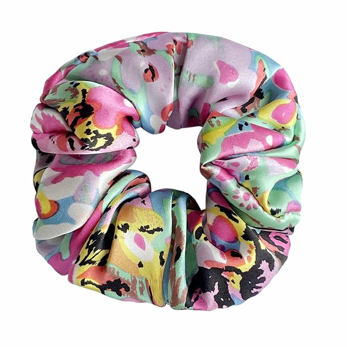 Suncdelv Silk,100% Silk Scrunchies for Hair,22 Momme Hair Ties for Anti-Crease & Breakage,Natural Women Hair Accessories,Fashion Hairbands 3PCS (watercolour)