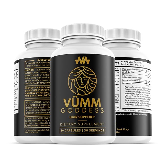 Womens Hair Growth Supplement | Thicker Fuller Hair Support for Thinning Hair and Hair Loss Vitamins | Warped Wellness Vümm Goddess