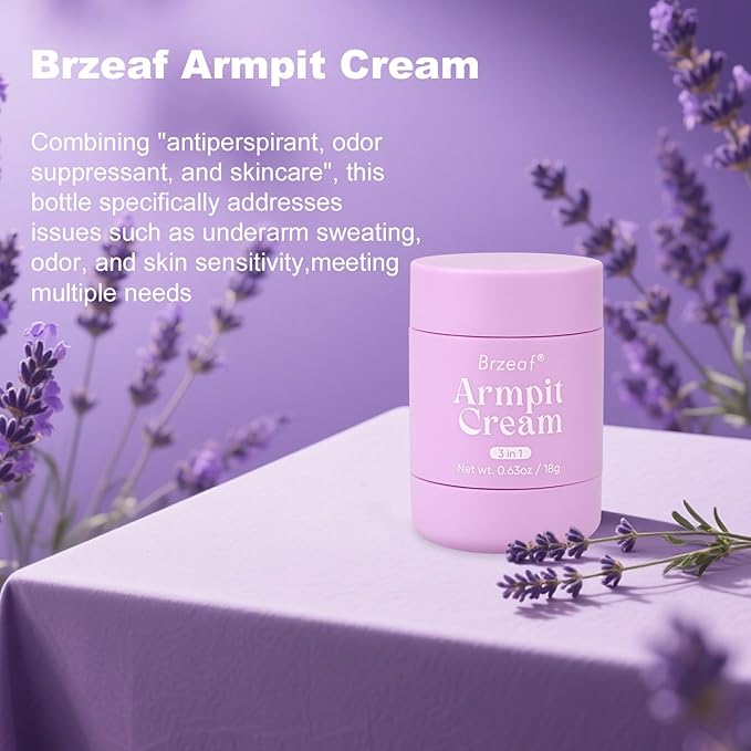 Brzeaf 3 In 1 Underarm Antiperspirant Deodorant– 72H Sweat & Odor Control, Armpit Cream Deodorant, Antiperspirant Deodorant for Women and Men