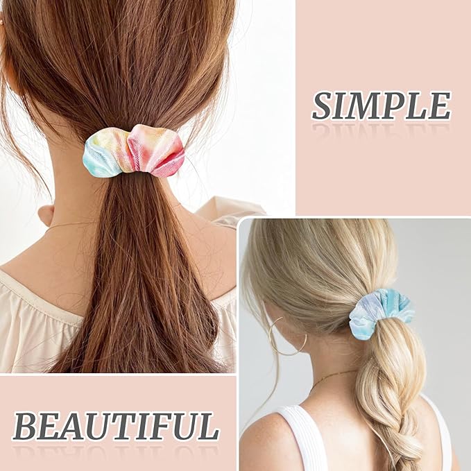 Velvet Scrunchies with Zippers Pocket, 8 Pcs Tie Dye Soft Hair Ties, Hidden Pocket Hair Scrunchies Accessories for Women Girls, Soft Ponytail Holder Secret Compartment Items (Rainbow Colors)