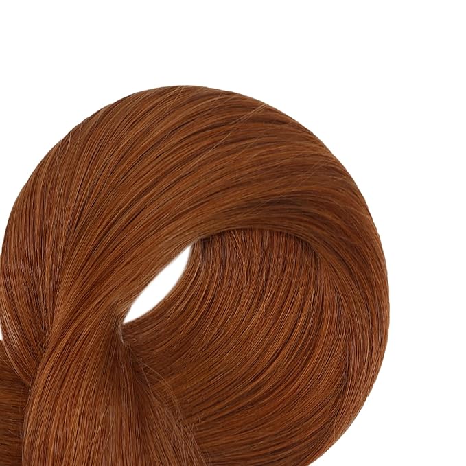 Full Shine Sew In Hair Extensions Real Human Hair Color Copper Human Hair Extensions Weft Human Hair For Women 16 Inch 100G Remy Straight Hair Weft