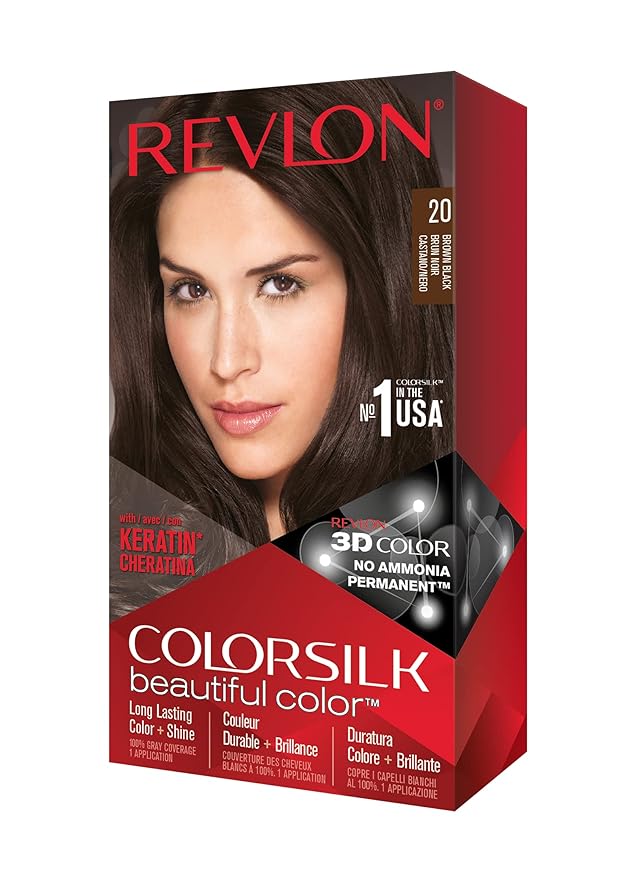 Revlon ColorSilk Hair Color, 20 Brown Black 1 ea(Pack of 3)