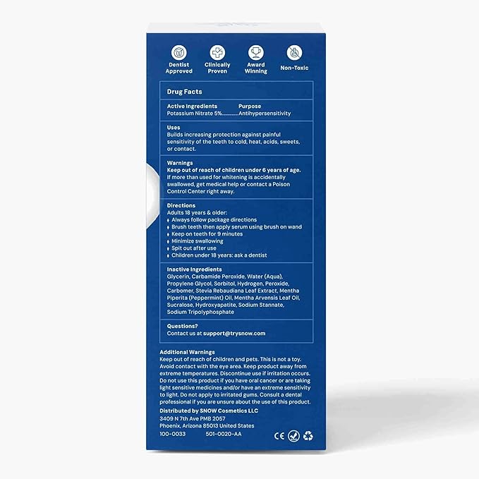 Snow Teeth Whitening Kit - Snow Teeth Whitening Serum and LED Mouthpiece Whitener, Formulated with Hydroxyapatite, Good for 2 Months - Wireless Kit with 1 Wand