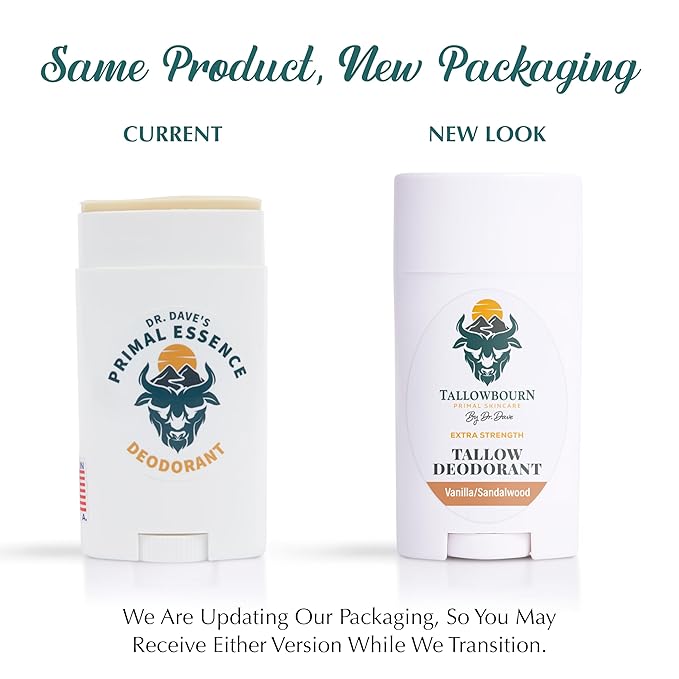 Extra Strength Tallow Deodorant - Aluminum-Free - Baking Soda, Beeswax, Coconut Oil, and Mango Butter - Vanilla and Sandalwood Deodorant for Men and Women - 3 oz