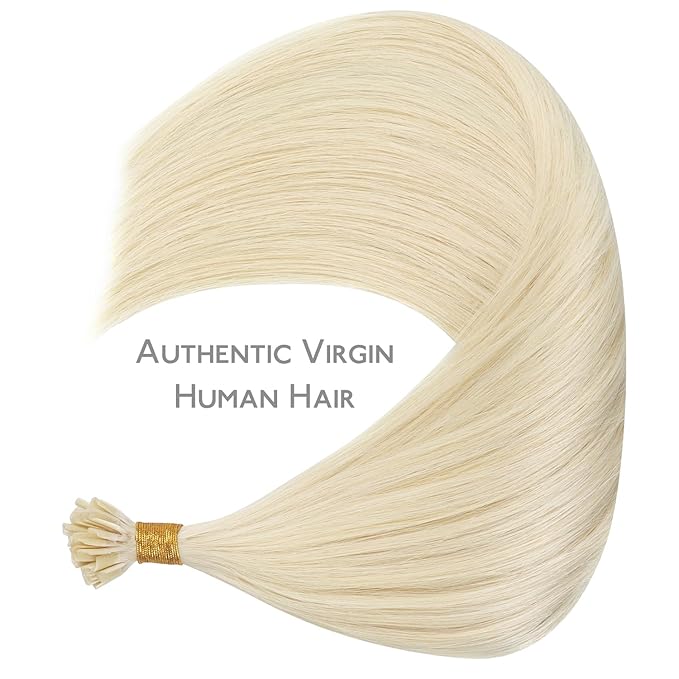 WENNALIFE U Tip Human Hair Extensions - 50g 50s 16 Inch Platinum Blonde Remy Hair - Invisible Straight Keratin K Tip Real Human Hair