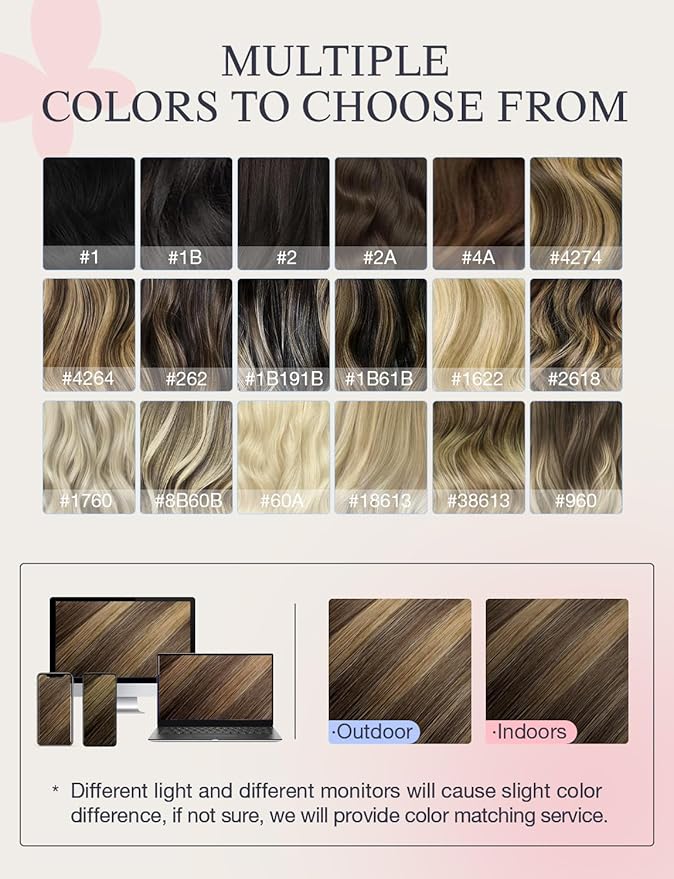 DOORES Invisi Edge Tape in Hair Extensions Human Hair, Chocolate Brown to Caramel Blonde, 10 Injection Tape-ins with 10 Injection Tape-ins, 50g, 14 Inch