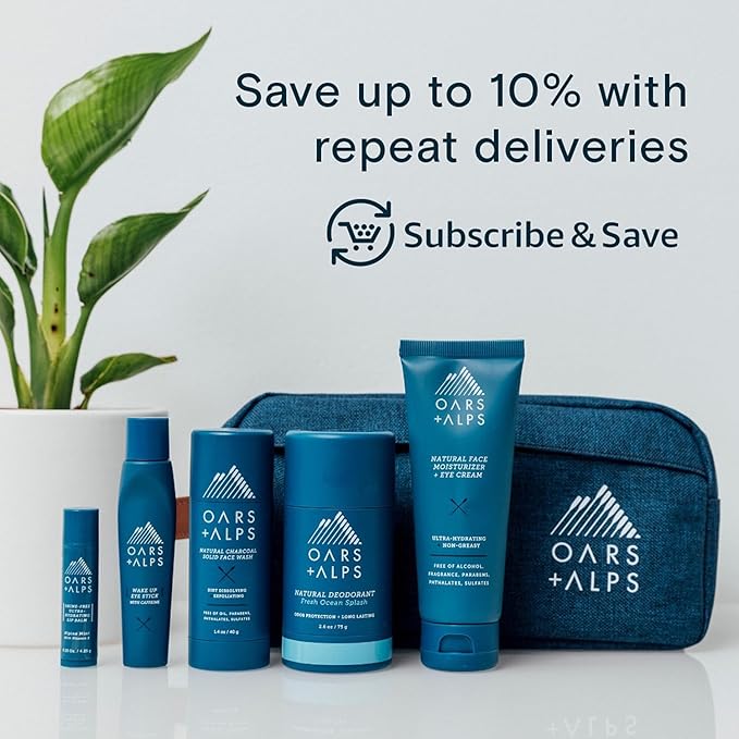 Oars + Alps Blue Charcoal Exfoliating Men's Bar Soap, Charcoal Bar Soap for Men Made with Clean Ingredients, No Harsh Chemicals, Travel Size, 6pk