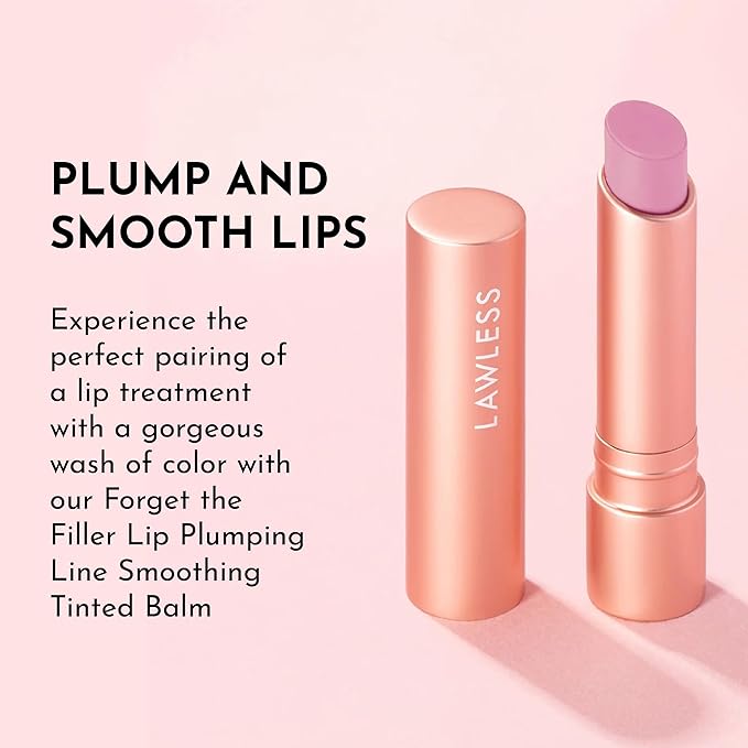 LAWLESS Women's Forget the Filler Lip Plumping Line Smoothing Tinted Balm, Cupid, Pink, 0.09 Ounce