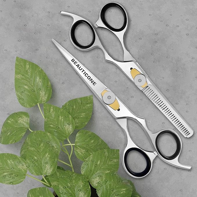 Hair Cutting & Thinning Scissors Set, Professional 6.5" Barber Shears for Haircut Men/Women, Beard & Mustache Trimming Stainless Steel Hairdressing Scissors, Adjustable Screw