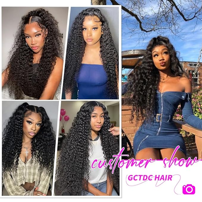 22 Inch Deep Wave Lace Front Wigs Human Hair Curly Wig Human Hair Pre Plucked 13x6 HD Real Human Hair Wig Natural Black for Women Invisilbe Hairline Tiny Knots 200 Density Longer Life