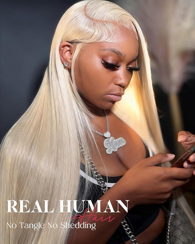 Alididi 613 13x6 Lace Front Wig Human Hair 26 Inch 180 Density Blonde Wig Human Hair Straight 100% Real Human Hair True Length Random Dyeing No Tangle No Shedding No synthetics Triple Lifespan 3x