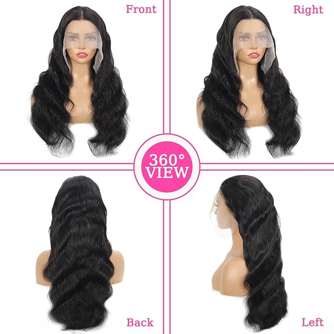 30 Inch Body Wave Lace Front Wigs Human Hair 200 Density 13x6 HD Lace Frontal Wigs Pre Plucked with Baby Hair Natural Color Glueless Wigs for Women
