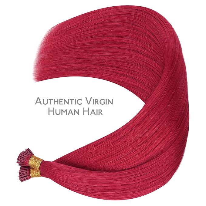 WENNALIFE I Tip Hair Extensions Real Human Hair, 100g 100s 22 Inch Red Remy Itip Human Hair Extensions Invisible Itips Straight I Tips Cold Fusion Extensions
