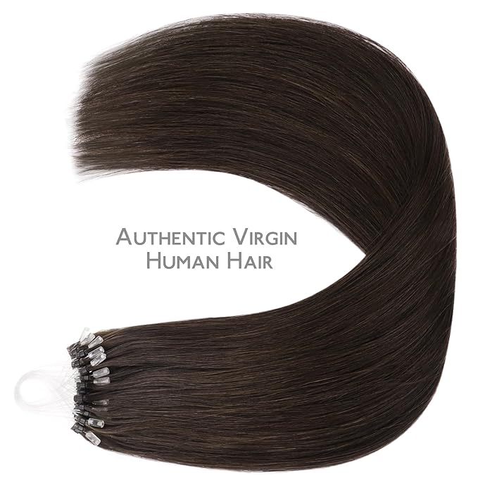 WENNALIFE Microlink Hair Extensions Human Hair, 50g 50s 18 Inch Light Dark Brown Remy Hair Microbead Micro Link Microloop Microring Invisible Straight Natural Fusion Installation