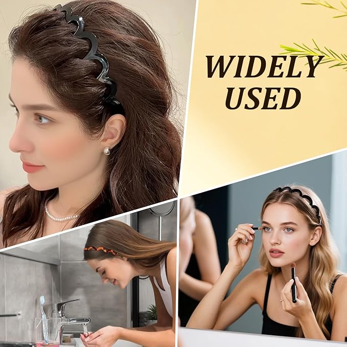 U Shape Fashion Tooth Hair Comb Headband,Zig Zag Headbands for Women,High Cranium Head Band,Wavy Teeth Hairs Hoop for Women Girls Hairs Accessory Styling(2PCS)