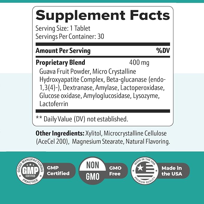 Synadentix Oral Care Tablets – Natural Formula with Hydroxyapatite & Enzyme Blend – Non-GMO, Easy-to-Use Dissolving Tablets – 30 Count, Made in USA, GMP-Certified Facility, 1 Month Supply