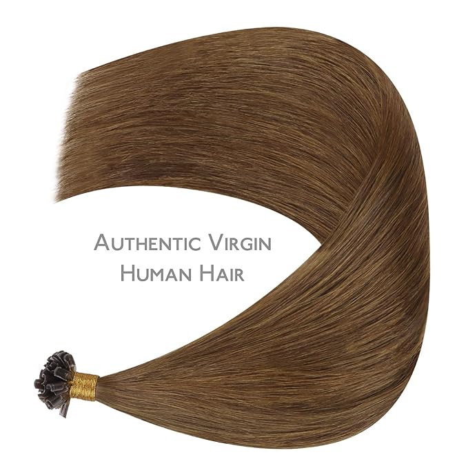 WENNALIFE U Tip Hair Extensions Human Hair, 50g 50s 20 Inch Light Auburn Brown Remy Hair Extensions K Tip Hair Extension Real Human Hair Invisible Straight Keratin Hair Extensions