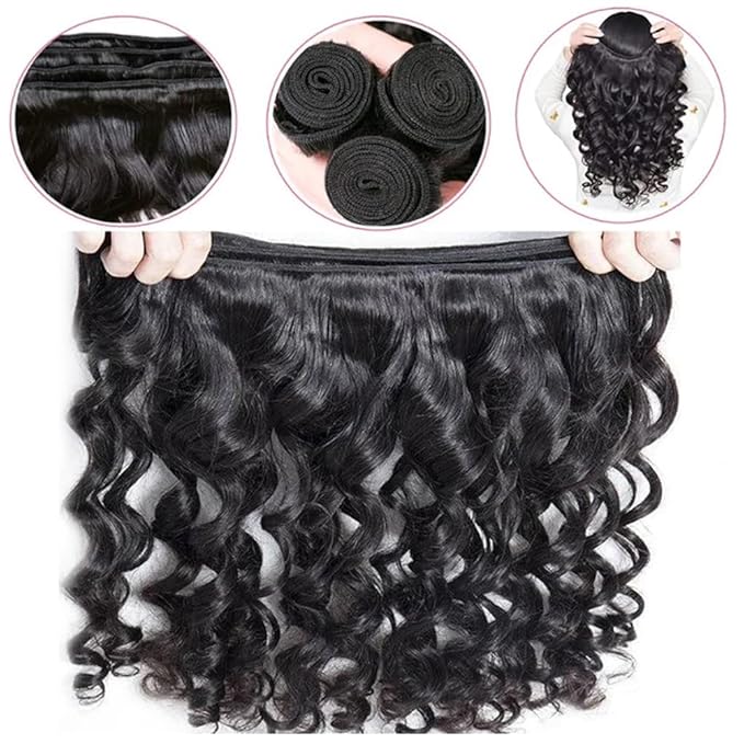 Human Hair Bundles Loose Wave Bundles Human Hair 14 16 18 inch Loose Deep Wave Bundle Natural Black Color 300g