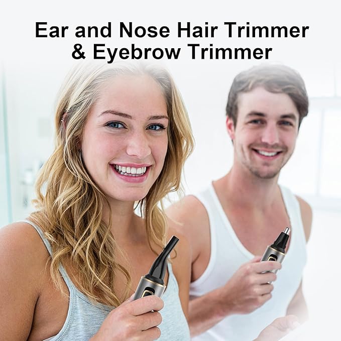 Nose Hair Trimmers for Men,Rechargeable Hair Trimmer 2 in 1 Painless Multifunctional Ear and Nose Hair Trimmer with IPX7 Waterproof Dual Edge Blades (Grey)